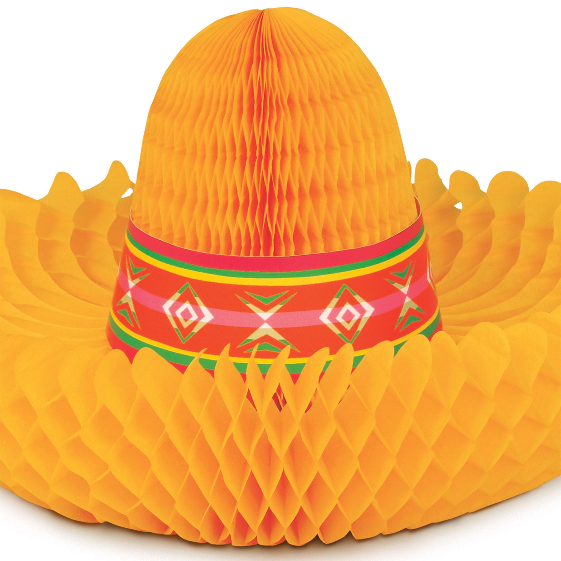 Colorful sombrero honeycomb centerpiece showing expanded design and vibrant details for fiesta party decoration