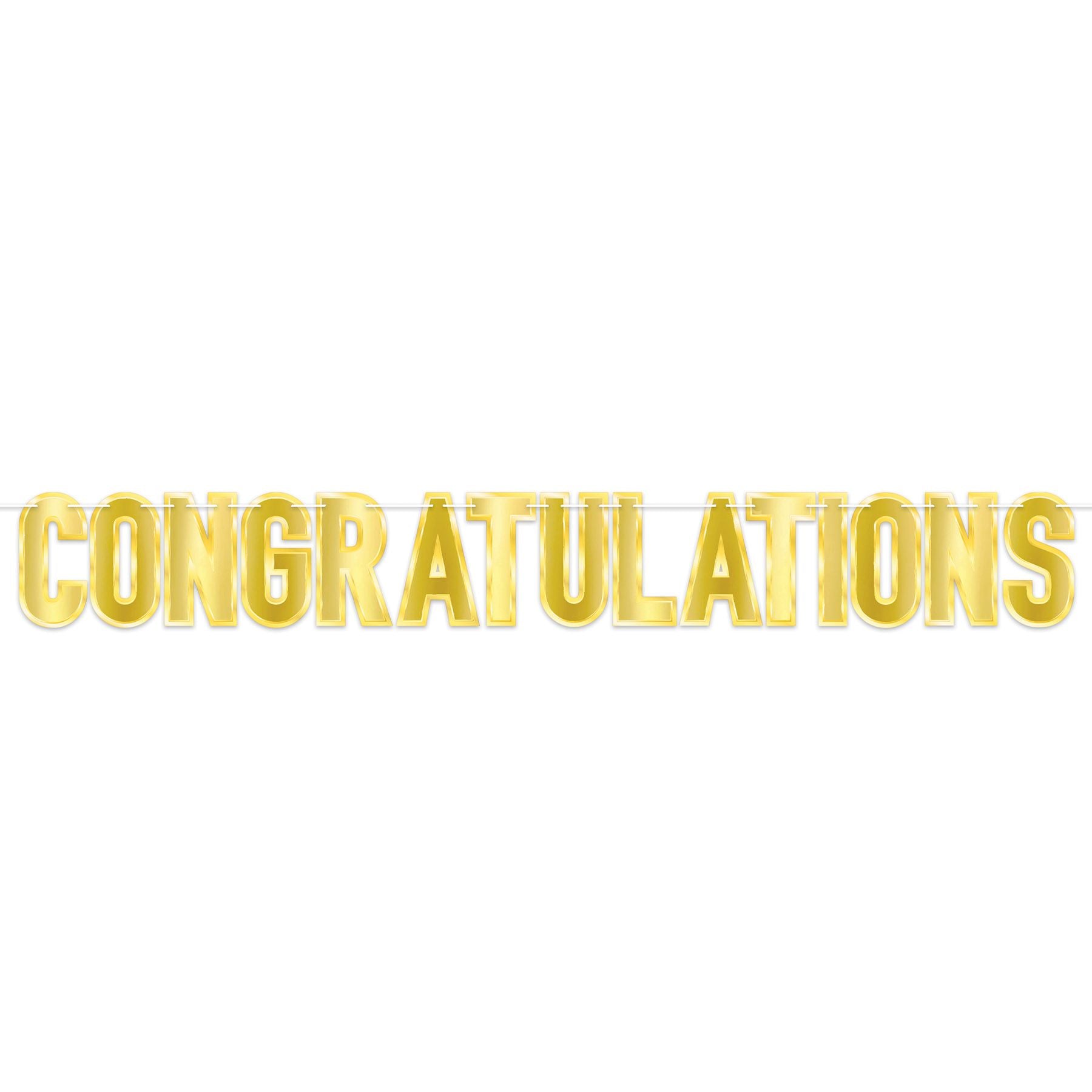 Foil Congratulations Streamer, Size: 7" x 5' 6”, Assembly required