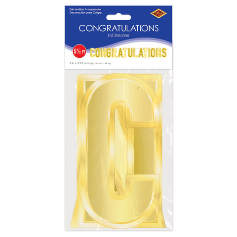 Foil Congratulations Streamer, Size: 7" x 5' 6”, Assembly required