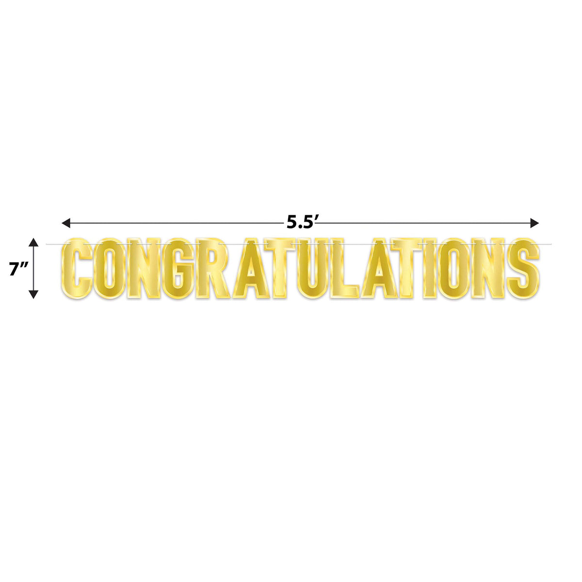 Foil Congratulations Streamer, Size: 7" x 5' 6”, Assembly required