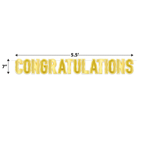 Foil Congratulations Streamer, Size: 7" x 5' 6”, Assembly required