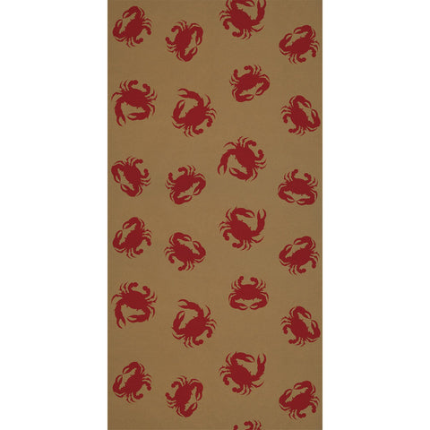 Kraft paper crab table roll showing red crab print pattern