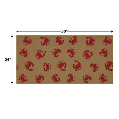 Table roll size demonstration showing 24 inch width and 50 foot length coverage
