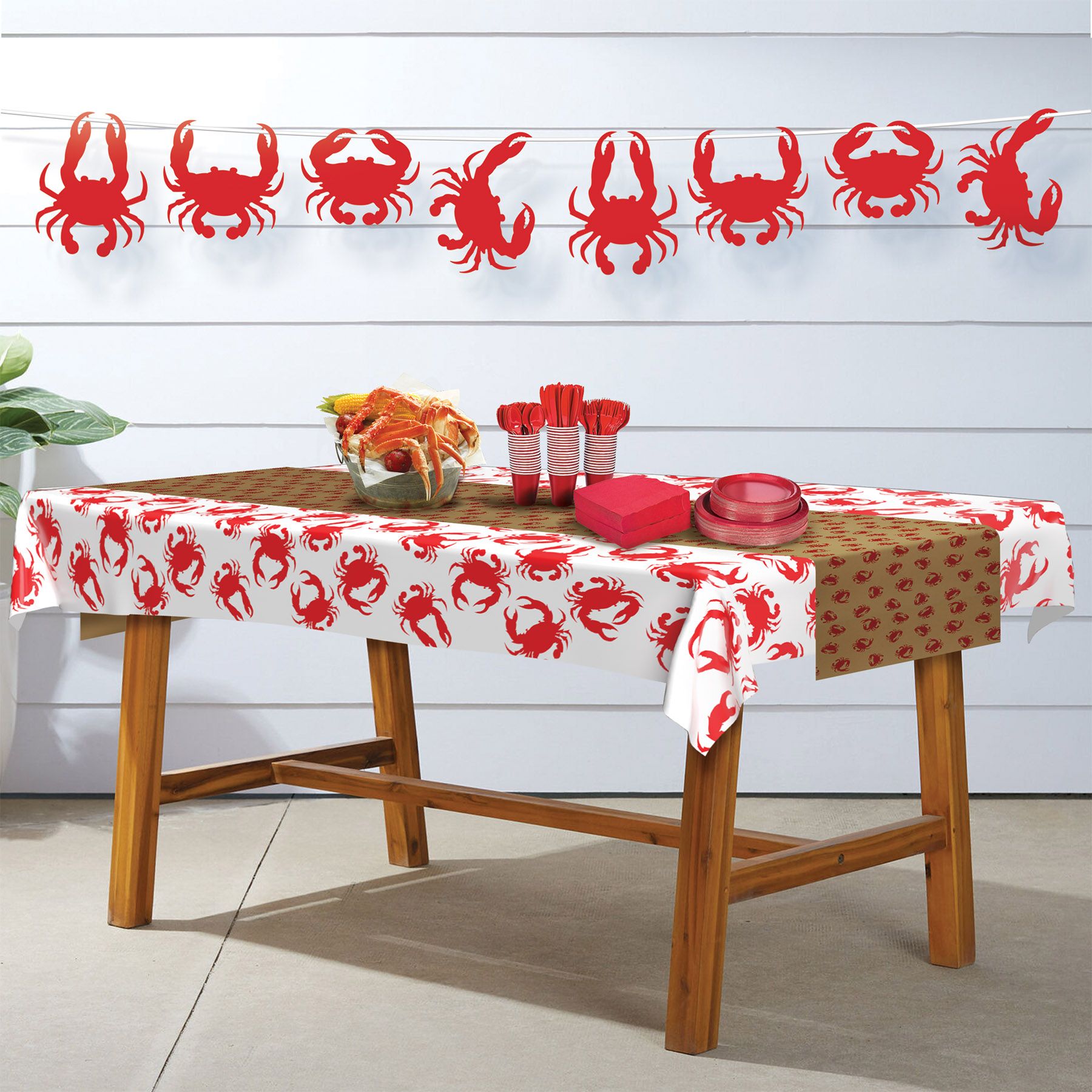 Crab themed kraft paper table roll 24 inch by 50 feet with red crabsParty Fair Manahawkin NJ
