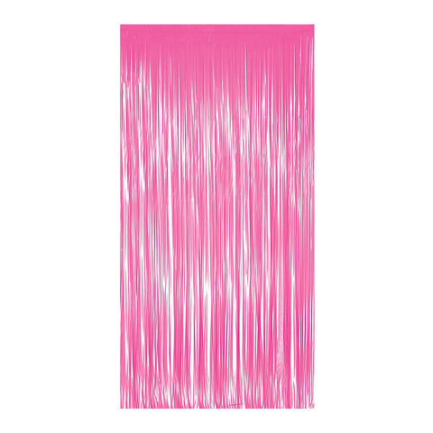Neon Pink Plastic Fringe Curtain – 1-Ply | Bright Party Backdrop for Birthdays, Photo Booths & Events