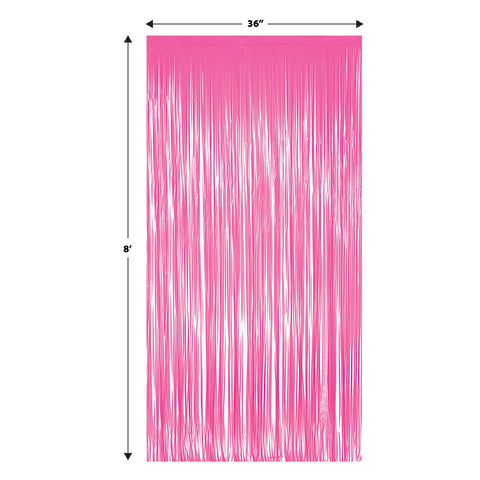 Neon Pink Plastic Fringe Curtain – 1-Ply | Bright Party Backdrop for Birthdays, Photo Booths & Events