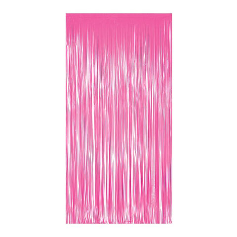 Neon Pink Plastic Fringe Curtain – 1-Ply | Bright Party Backdrop for Birthdays, Photo Booths & Events