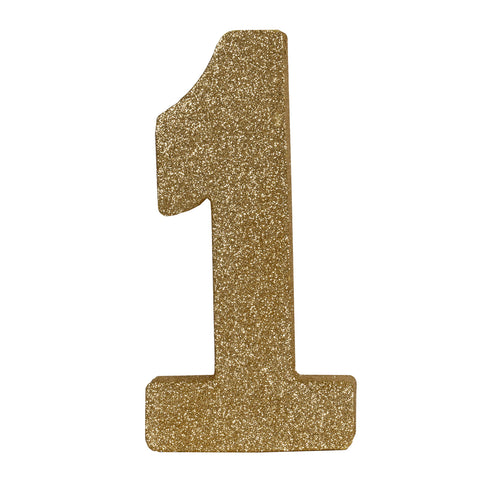 3-D Gold Glittered Number 1 Centerpiece 8"x4"x1"