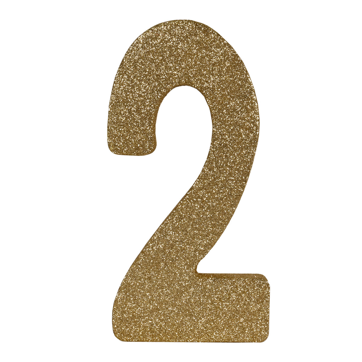 3-D Gold Glittered Number 2 Centerpiece 8"x4"x1"