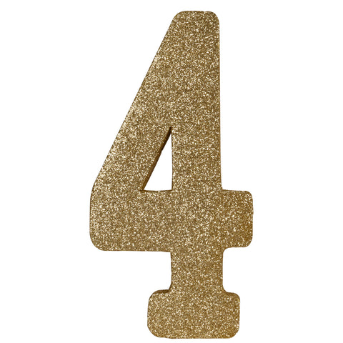 3-D Gold Glittered Number 4 Centerpiece 8"x4"x1"