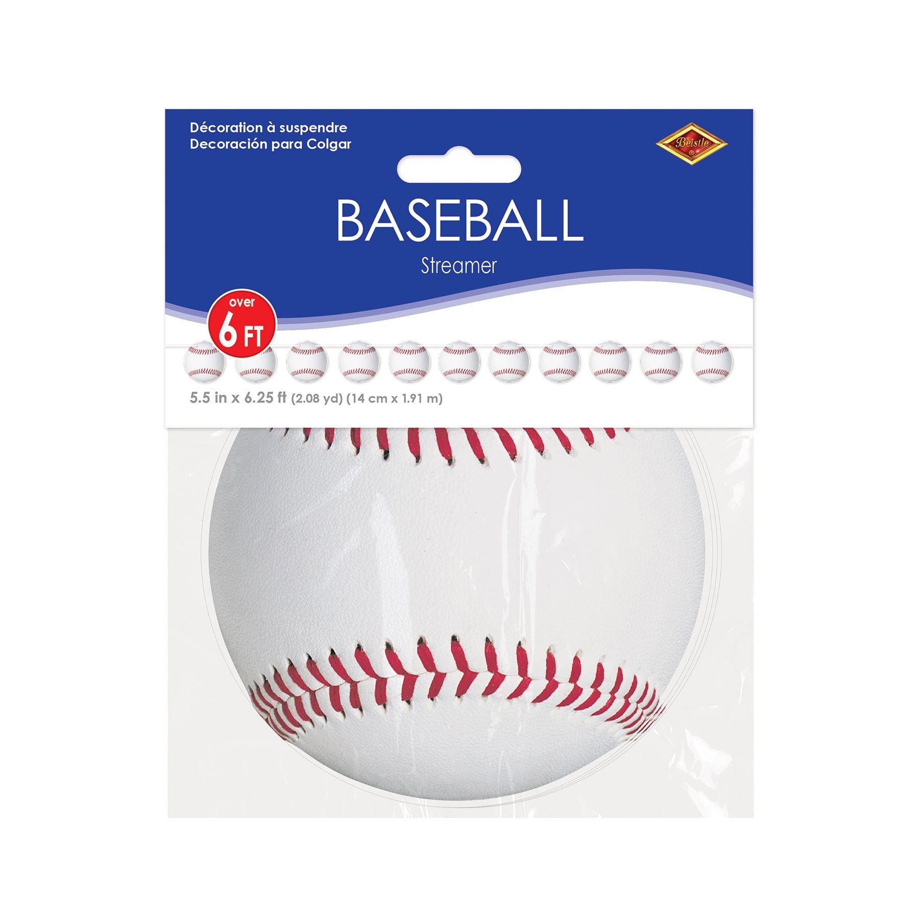 Baseball banner packaged in retail wrapping