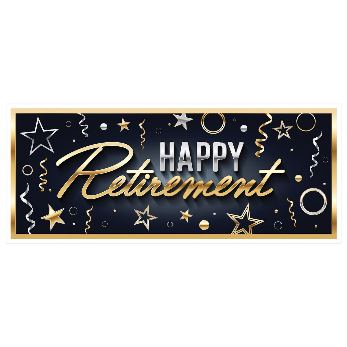 Happy Retirement Oversized Sign Banner – All-Weather, 30" x 6' | Large Outdoor Retirement Party Decoration