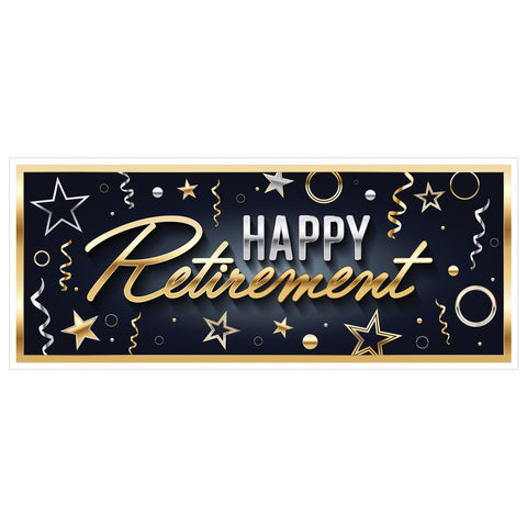 Happy Retirement Oversized Sign Banner – All-Weather, 30" x 6' | Large Outdoor Retirement Party Decoration