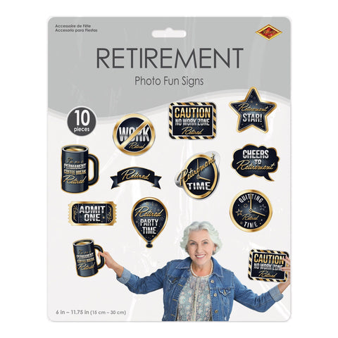 Happy Retirement Photo Fun Signs – Double-Sided, 6" to 11¾" | Party Props for Retirement Celebration