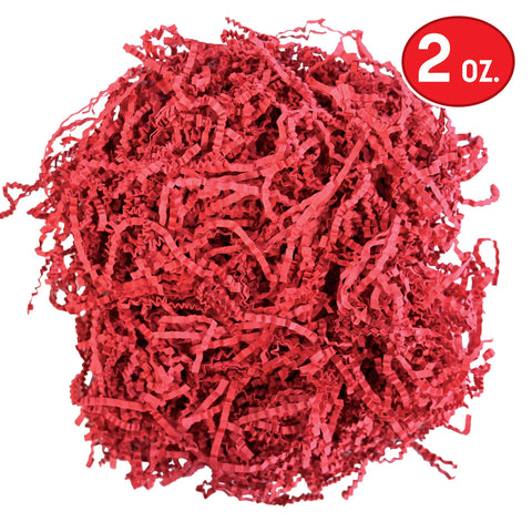 Red shredded paper with a '2 oz.' label on a white background