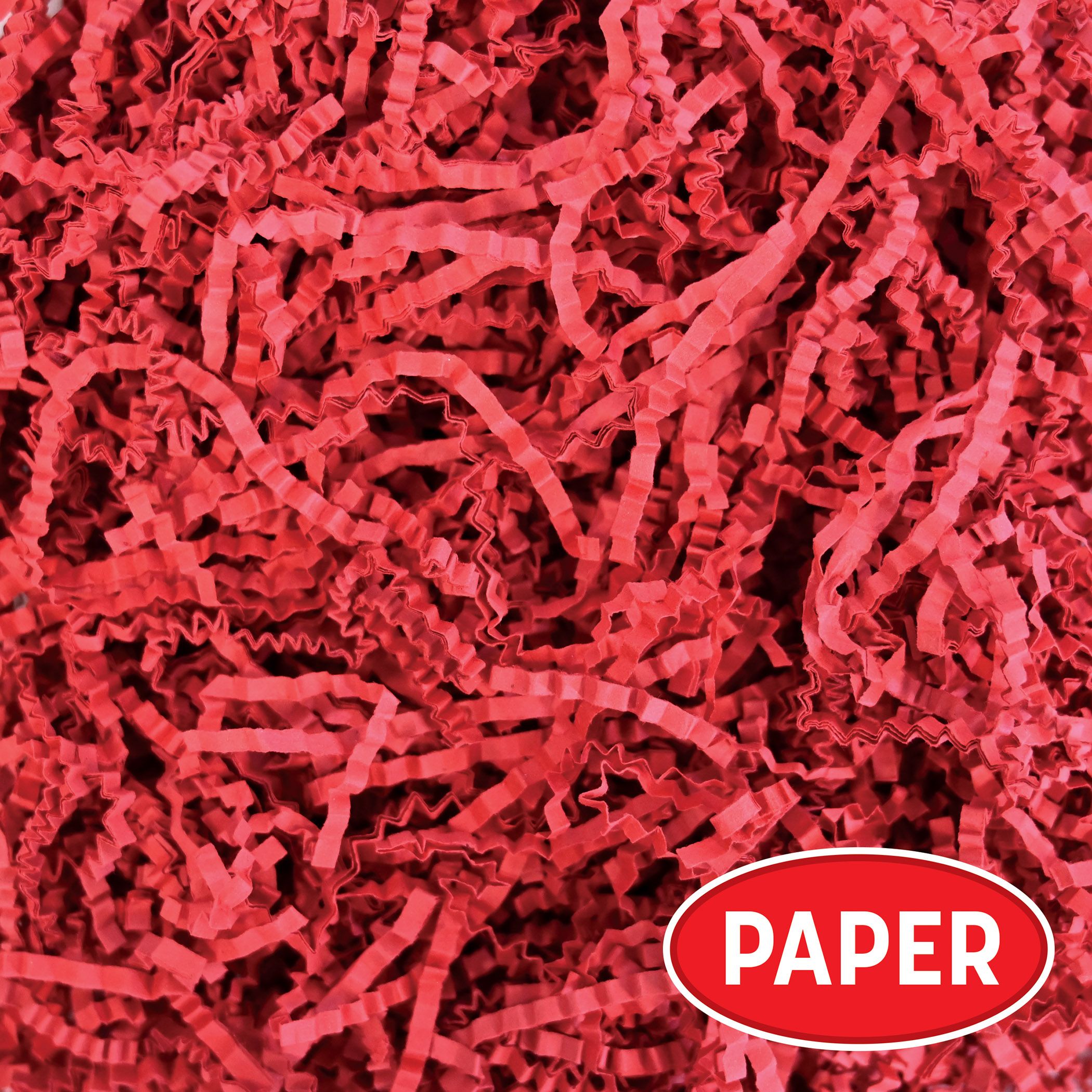 Bright red decorative paper shred filler for birthday gifts and basket packaging