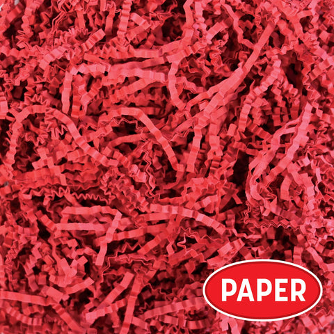 Bright red decorative paper shred filler for birthday gifts and basket packaging