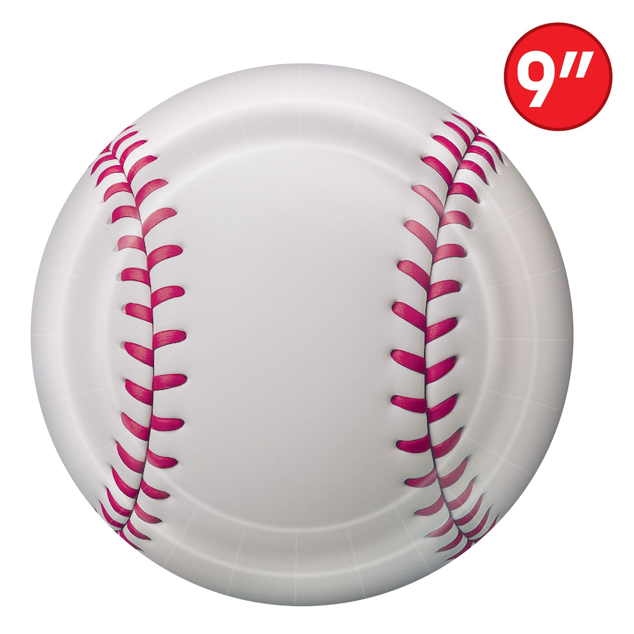 Baseball won a white background, featuring a size indicator of 9”.