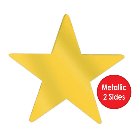 Metallic Gold Star Cutouts 3 1/2" 2 Sided Foil 12 Per Package