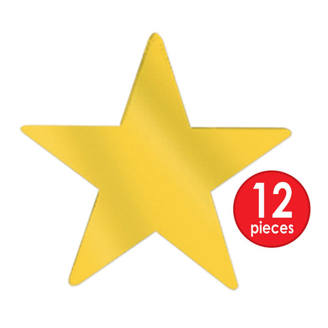 Metallic Gold Star Cutouts 3 1/2" 2 Sided Foil 12 Per Package