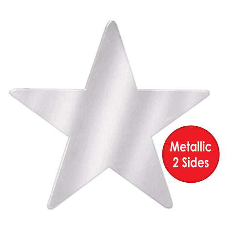 Metallic Silver Star Cutouts 3 1/2" 2 Sided Foil 12 Per Package