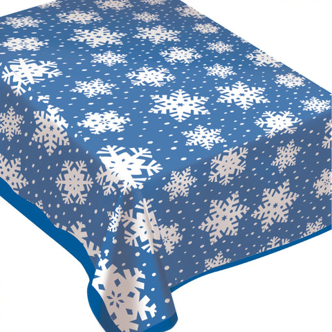 Clear Snowflake Print Table cover 52"x108"