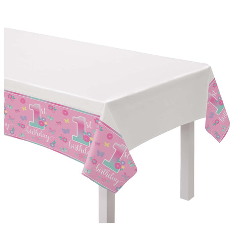 First Birthday Girl Plastic Table Cover