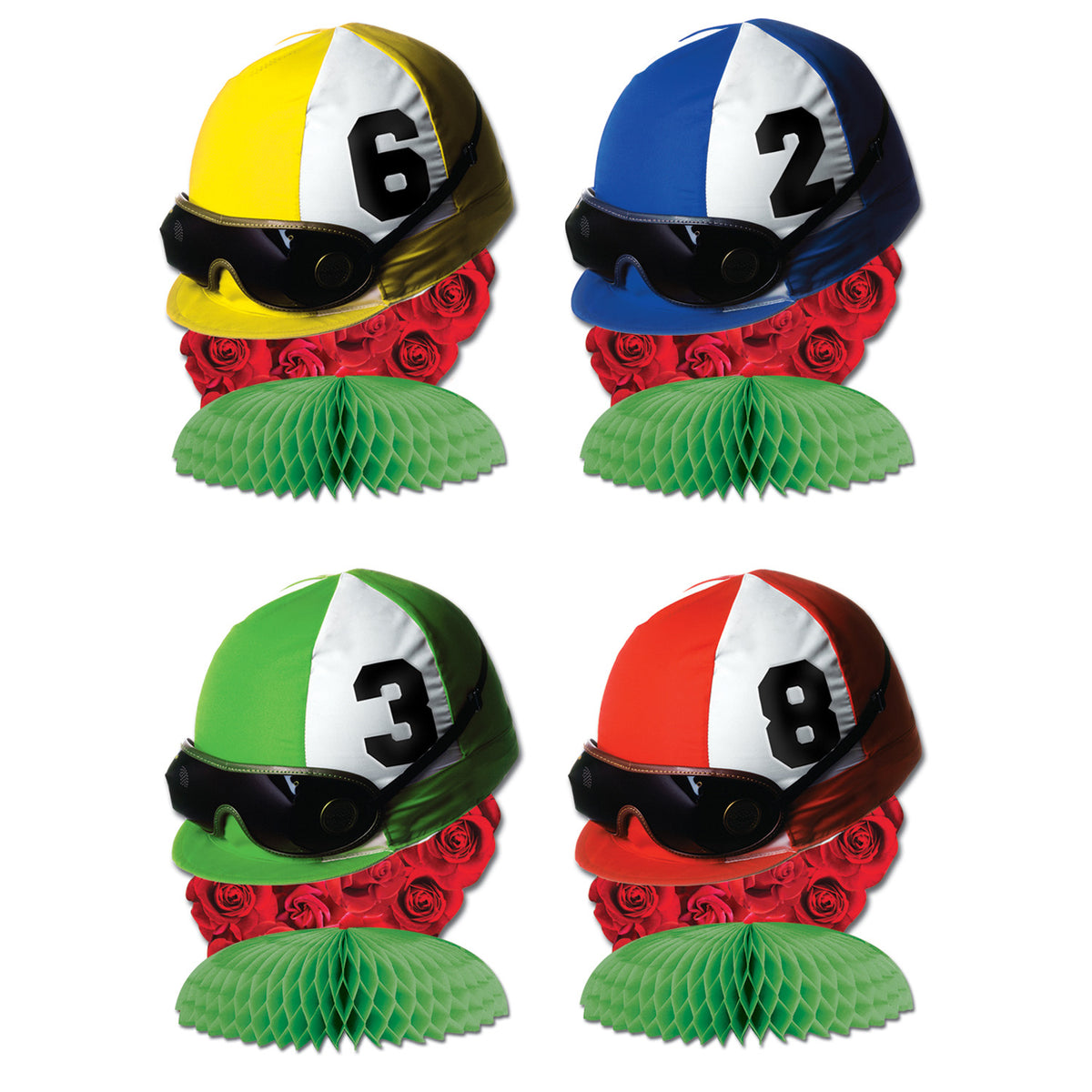 Jockey Helmet Mini 4 1/2" Centerpieces Paper 4 Per Package
