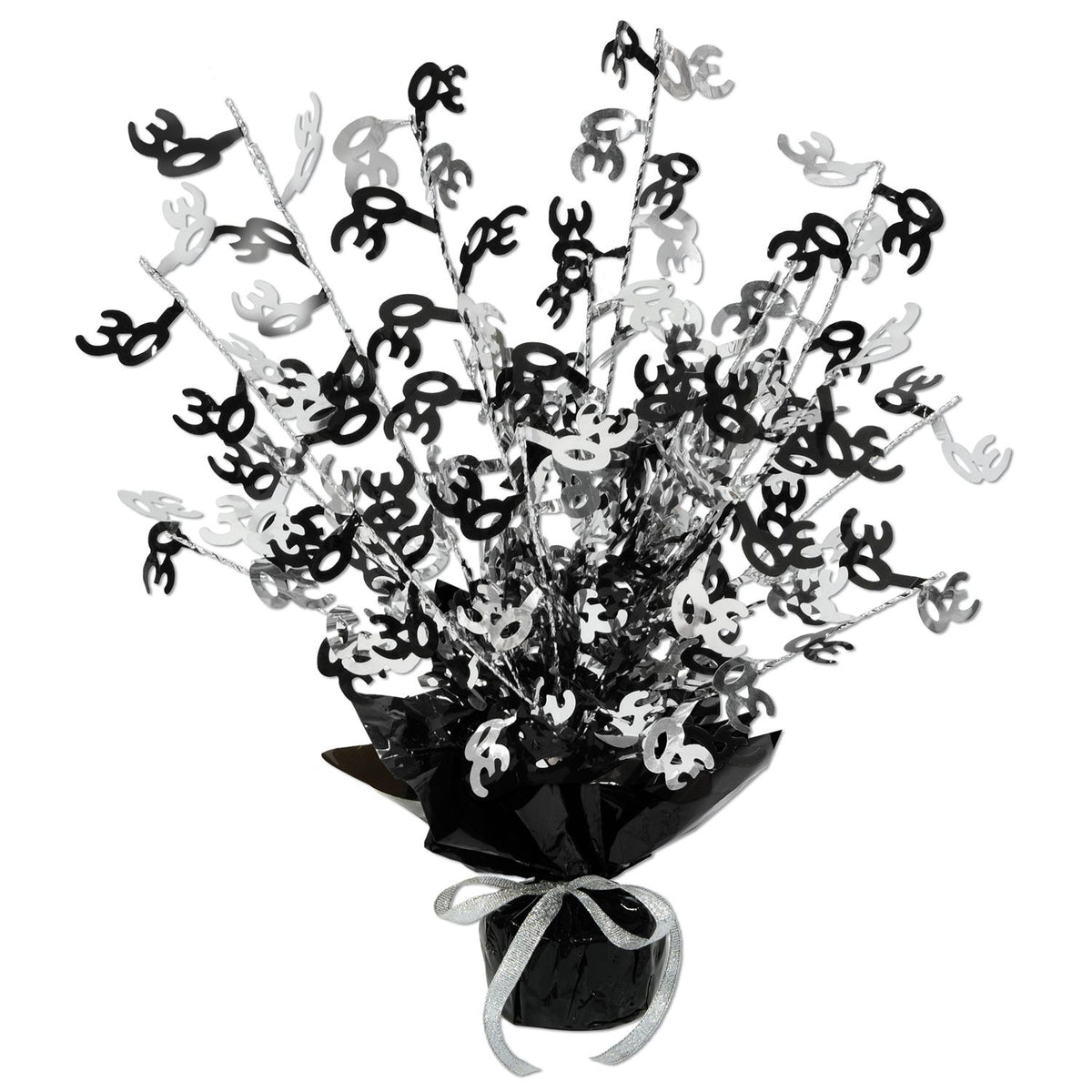 “30” Gleam 'N Burst Spray Centerpiece – 15" | Metallic Table Decoration for 30th Birthday or Anniversary Party