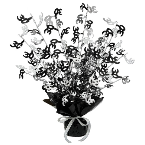 “30” Gleam 'N Burst Spray Centerpiece – 15" | Metallic Table Decoration for 30th Birthday or Anniversary Party