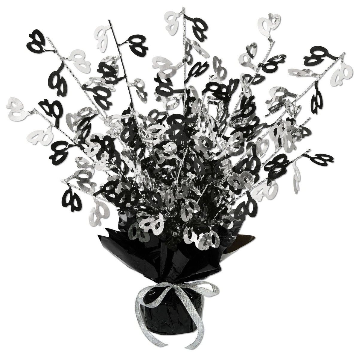 “40” Gleam 'N Burst Spray Centerpiece – 15" | Metallic Table Decoration for 40th Birthday or Anniversary Party