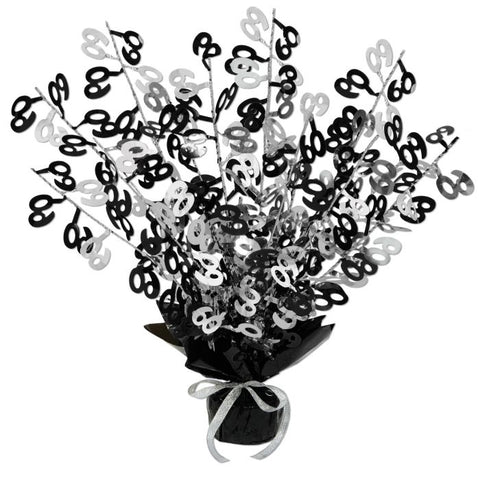 “60” Gleam 'N Burst Metallic Black Spray Centerpiece – 15" | Metallic Table Decoration for 60th Birthday or Anniversary Party