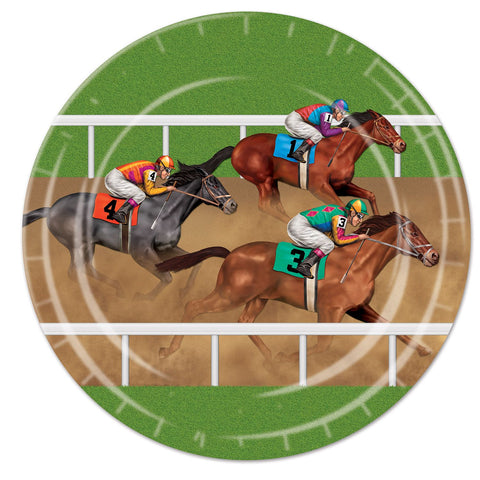 Horse racing themed 9 inch disposable paper plates for Derby parties in Manahawkin, NJ
