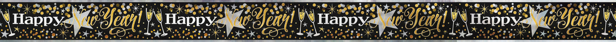 Foil Glittering New Year Banner 12 ft – Happy New Year Party Decoration, Holiday Celebration Banner
