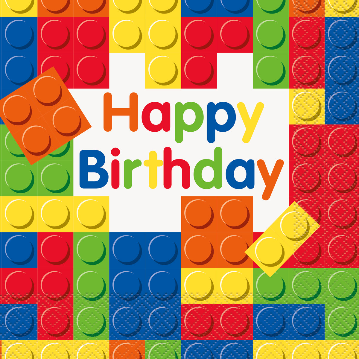 Building Blocks Birthday Paper Luncheon Napkins  16ct