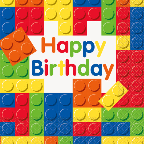 Building Blocks Birthday Paper Luncheon Napkins  16ct