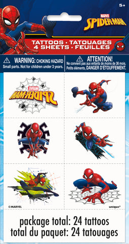 Spider-Man Party Favor Tattoos (24ct) – Kids’ Temporary Tattoos for Superhero Birthday Parties