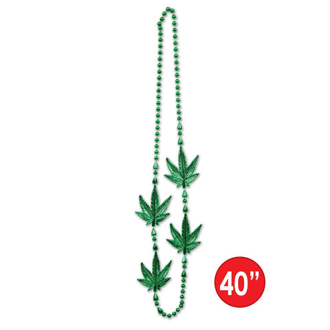 Weed Beads Leaf Medallions on 40" Beaded Necklace 1 per package