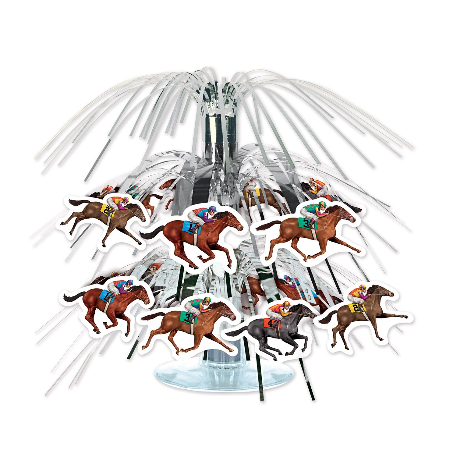 Horse racing mini cascade centerpiece 7.5 inch foil table decor from Party Fair Manahawkin NJ