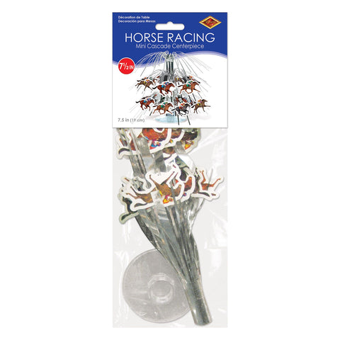 Horse racing mini cascade centerpiece party decoration shown in packaging