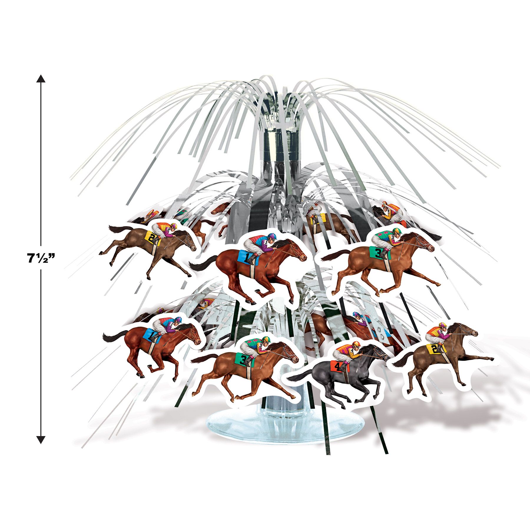 7.5 inch horse racing mini cascade centerpiece foil decoration for equine events