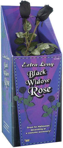 Black Long Stem Black Widow Rose - 24" Plastic & Polyester Halloween Décor, 1pc
