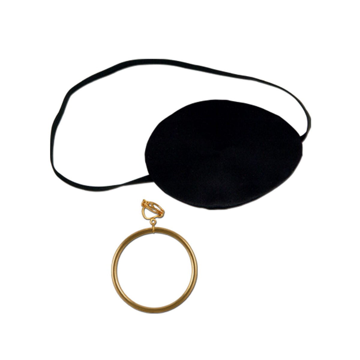 Pirate Eye Patch w/Plastic Earring -1" gold earring and 2½" x 3¼" eye patch included