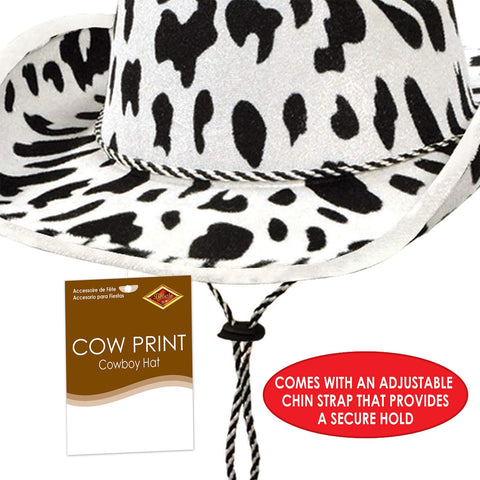 Cow Print Cowboy Hat One size fits most