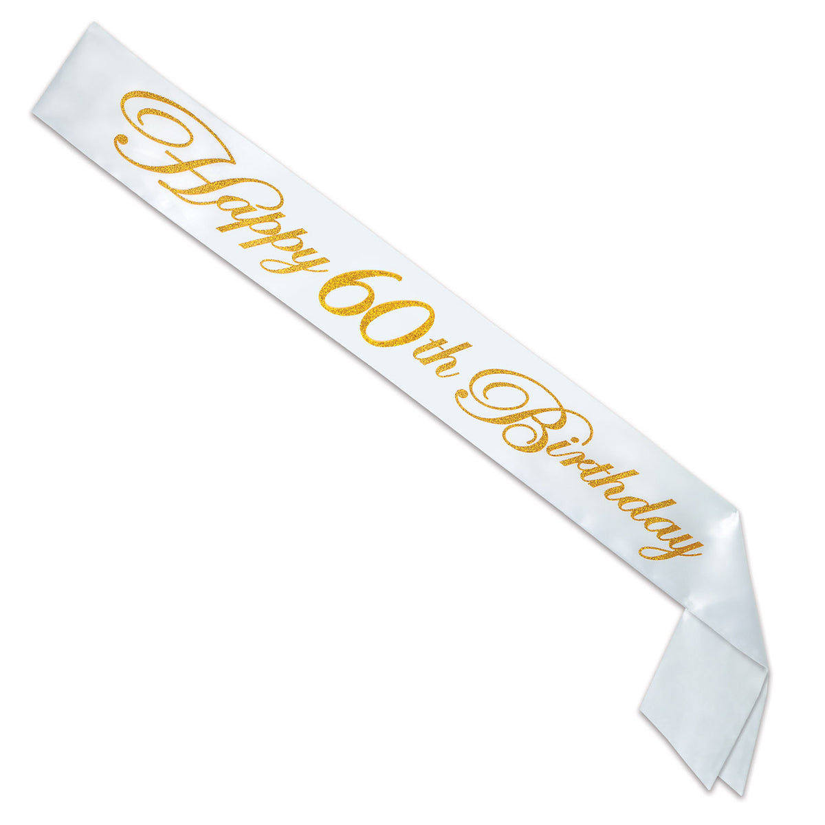 Happy 60th Birthday  glitter Satin Sash 33" x 4"