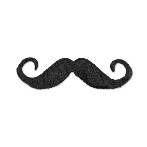 Handlebar Hairy Mustache – 5”, Black, Self-Adhesive | Costume Accessory