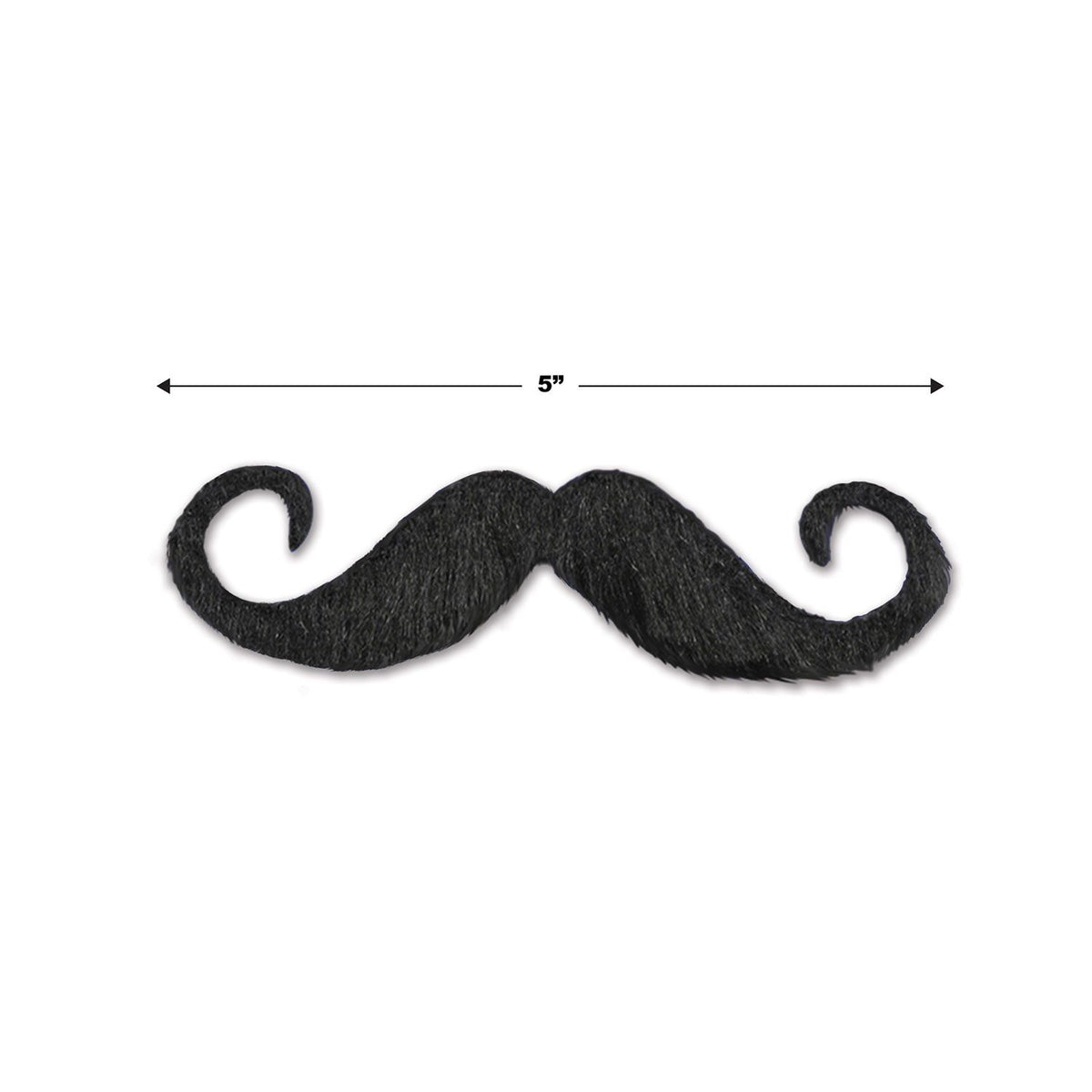 Handlebar Hairy Mustache – 5”, Black, Self-Adhesive | Costume Accessory