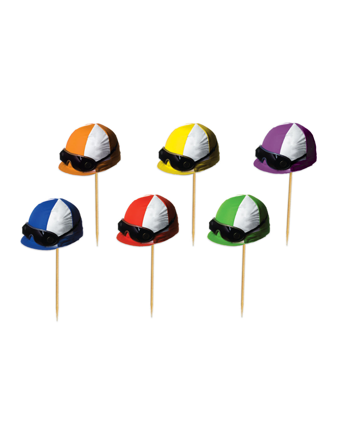Jockey Helmet  3 1/4" Party Picks Assorted Colors 50 Per Package
