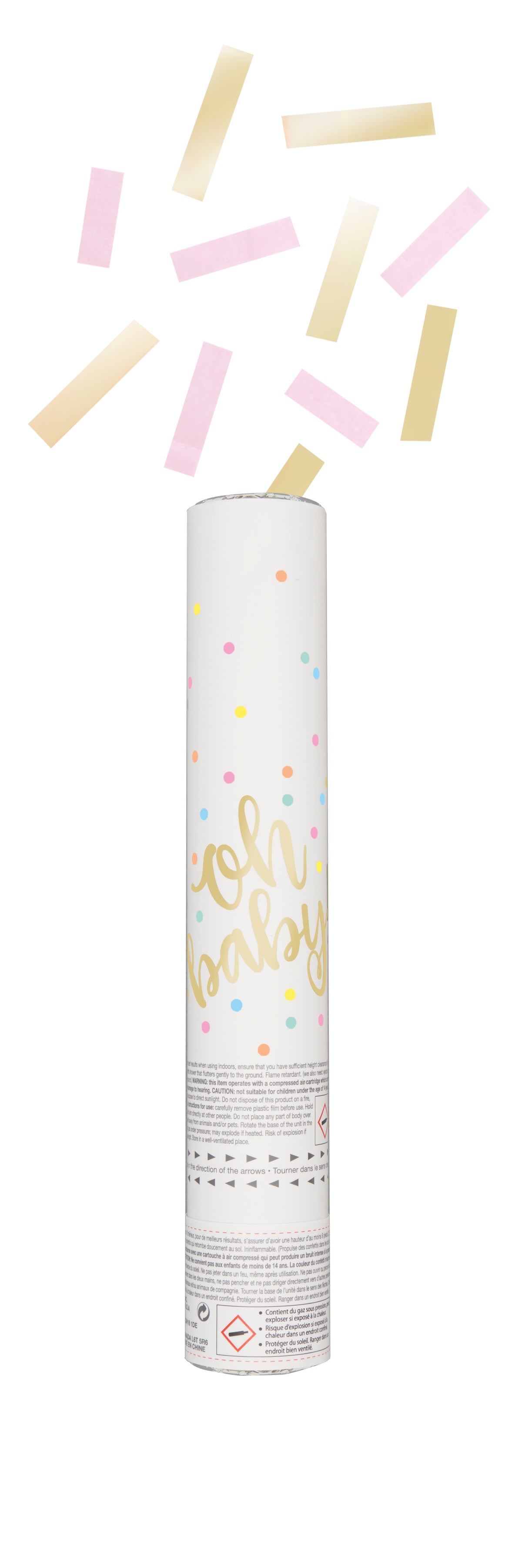 Oh Baby Pink and Gold Confetti Cannon-CDU