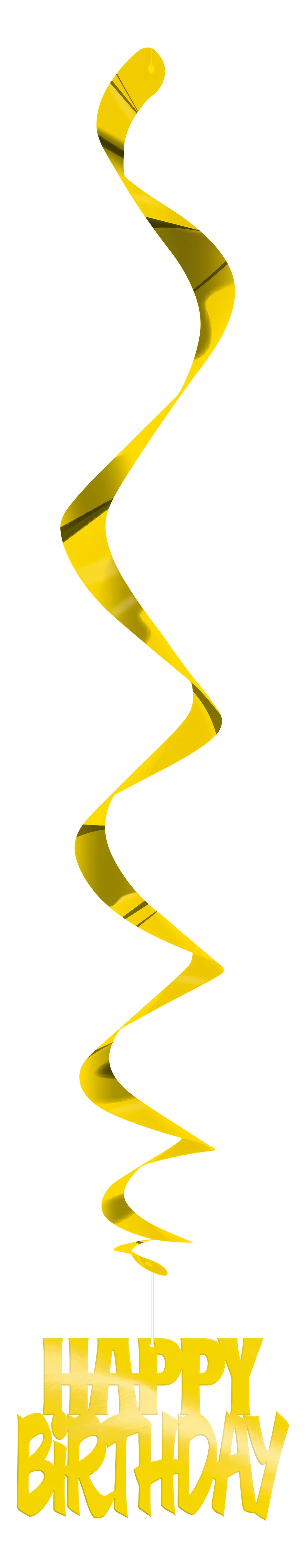 Gold 32" Foil  "Happy Birthday" Hanging Swirl Decorations 3ct